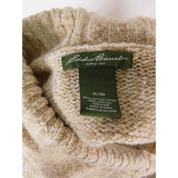 Eddie Bauer XL Oatmeal Knit Cardigan Shawl Collar Cottagecore - Picture 9 of 10